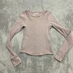 FREE PEOPLE We The Free Roll With it Thermal Shaved Chocolate Waffle Knit Small